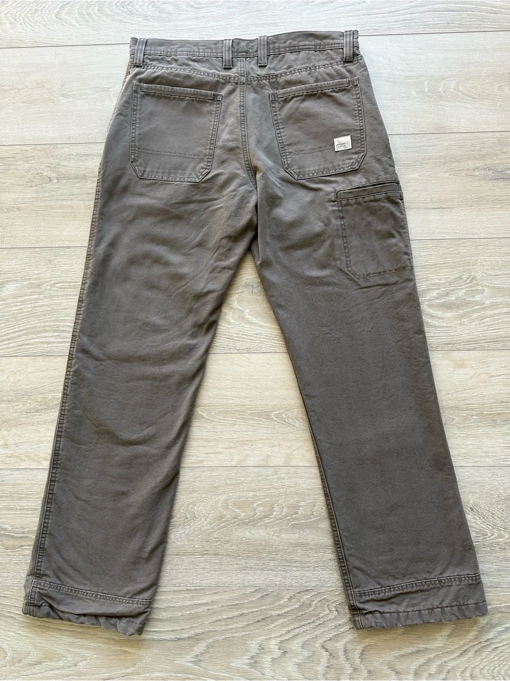Eddie Bauer Fleece Lined Canvas Work Pants 34x32 Brown Carpenter Utility